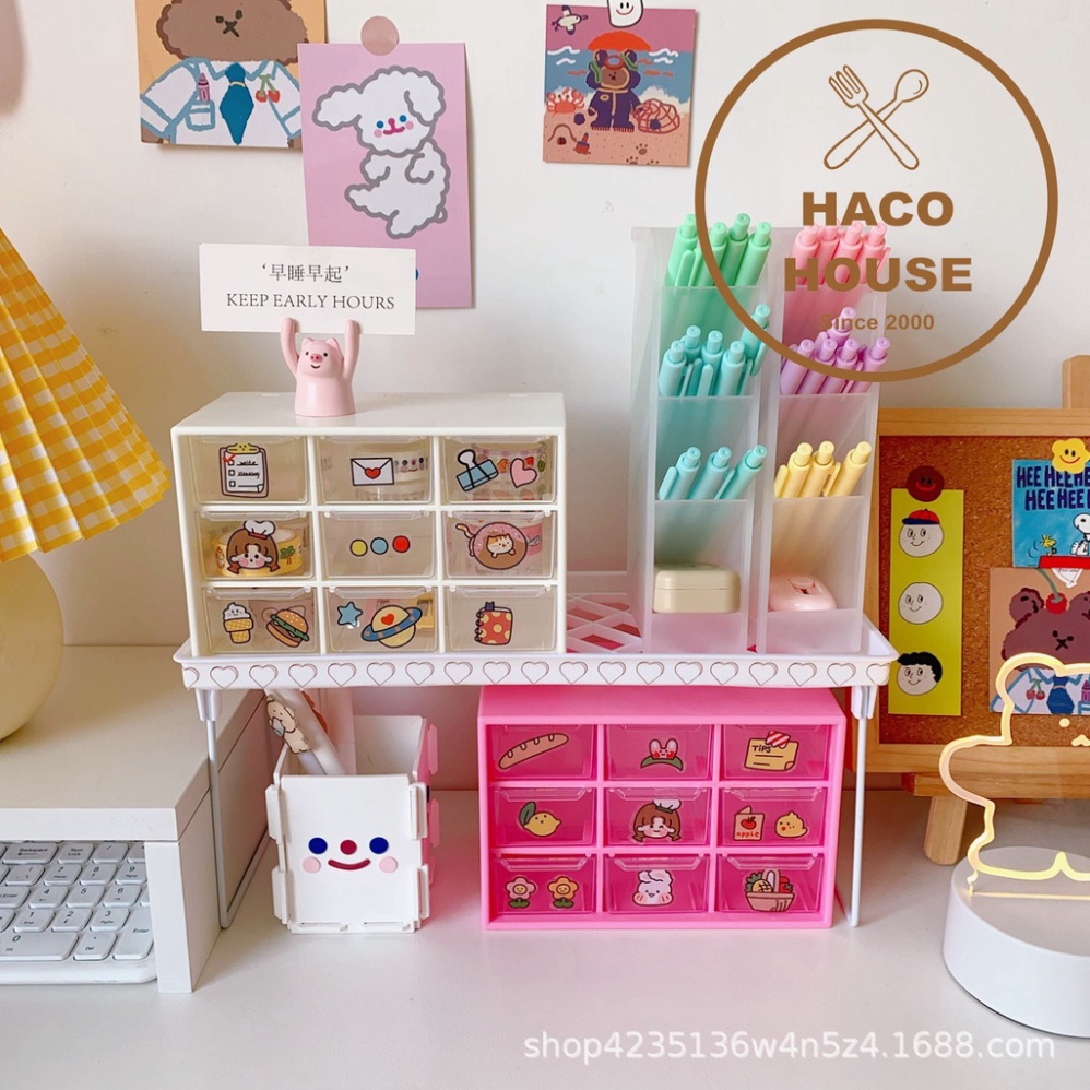 Hộp nhựa đa năng 9 ngăn đựng đồ siêu xinhFREESHIPkệ 9 ngăn đựng đồ mini tặng kèm sticker