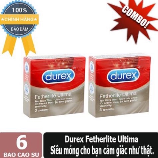 [GIÁ TỐT] COMBO 02 HỘP BAO CAO SU DUREX FETHERLITE UTIMA (loại 03 bao/hộp)