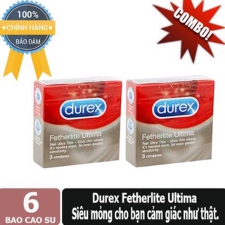[GIÁ TỐT] COMBO 02 HỘP BAO CAO SU DUREX FETHERLITE UTIMA (loại 03 bao/hộp)