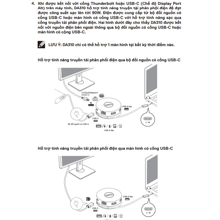 [Mã 253ELSALE hoàn 7% đơn 300K] [Dell DA310] Bộ chuyển đổi Dell DA310 Từ USB C to HDMI/VGA/DP/Ethernet/USBC/USB-A