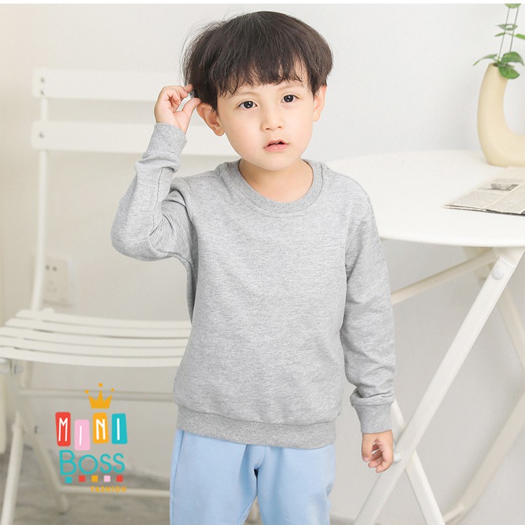 Áo nỉ da cá cho bé 10-23kg QUẢNG CHÂU | Áo dài tay trơn cotton cho bé