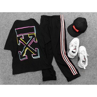 UNISEX - SET ÁO OFF WHITE + QUẦN LINE/ QUẦN SHORT BOX KAKI + NON SUPREME