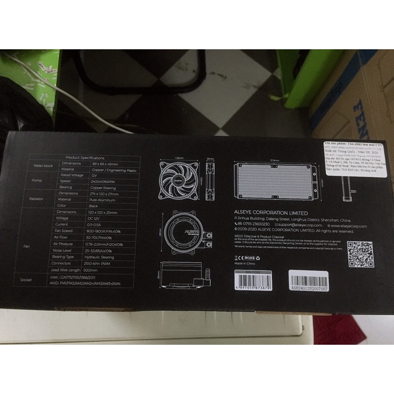 Tản nhiệt nước H240 AIO Hãng ALSEYE cao cấp NEWBOX