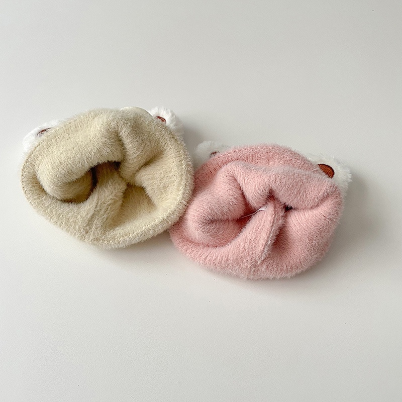 Mũ Len Giữ Ấm Tai Gấu Dễ Thương Cho Trẻ Sơ Sinh