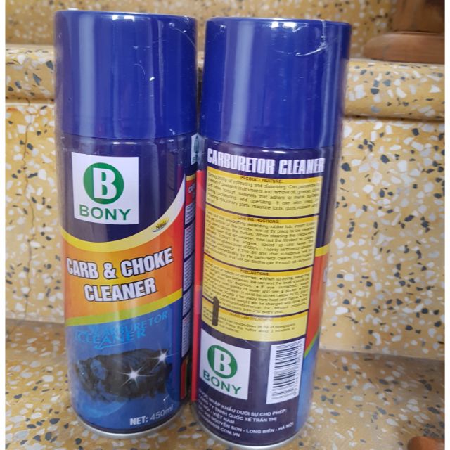 Xịt rửa chế, bình xăng con xe máy ô tô Bony Carb Choke Cleaner 450ml, nước có vòi dài (cho oto)