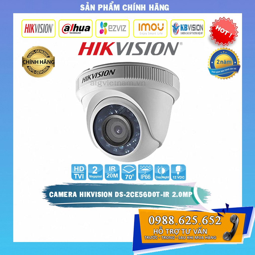 Camera Ốp Trần Hikvision DS-2CE56D0T-IR Full HD 1080P - HÀNG CHÍNH HÃNG