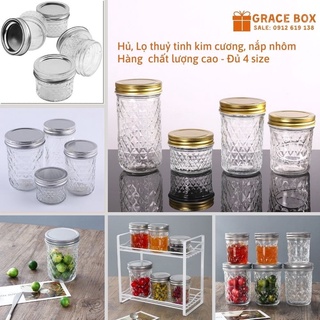 {Giá Sỉ} Hũ Thuỷ Tinh Kim Cương (Hủ Gia Vị) - Đủ 4 Size - Hàng Cao Cấp - Công Ty Bao Bì Grace Box