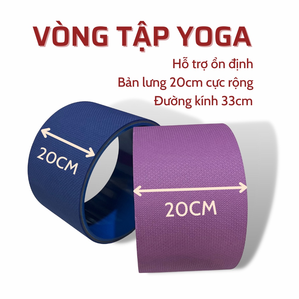 Vòng Tập Yoga Huy Bạt 20cm Bảng Lưng Chống Lật Nhựa Abs Dày Chịu Lực Tới 200kg Đệm Tpe Dày 8mm Êm Ái