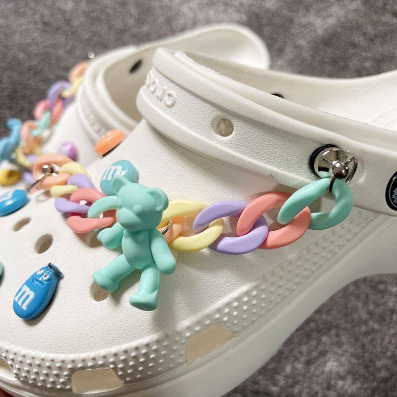 Phụ Kiện Làm Dây Giày CROCS/Giày CROCS Hình Hoa/Gấu Màu Cầu Vồng Dễ Thương DIY