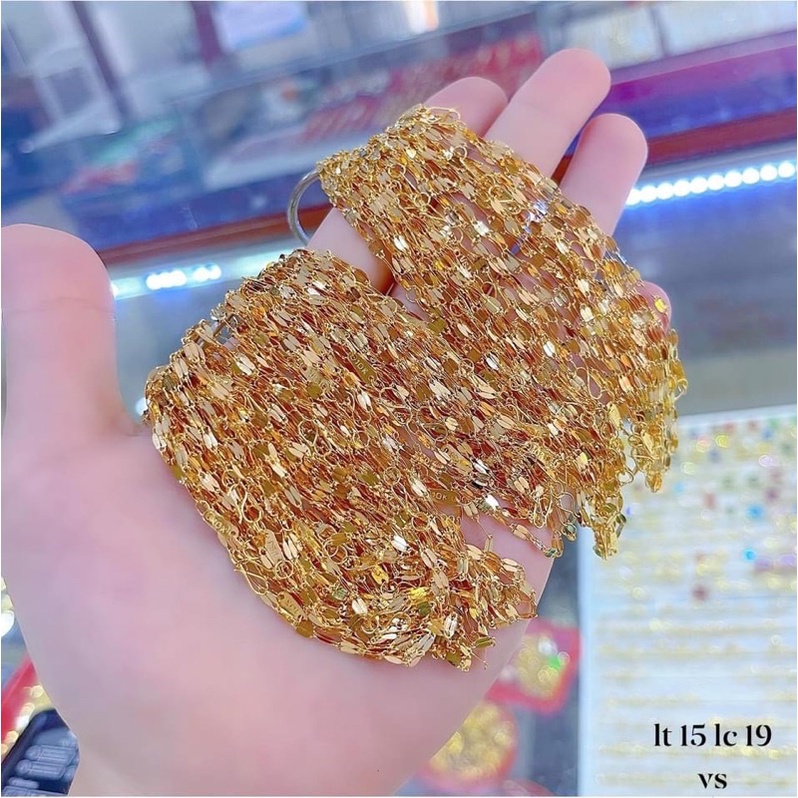Set Bộ Trang Sức Lá Dẹt Vàng Gồm Lắc Tay Và Lắc Chân Siêu Nhẹ Hot Hit - Trang sức Vàng Bạc Hoà Thảo