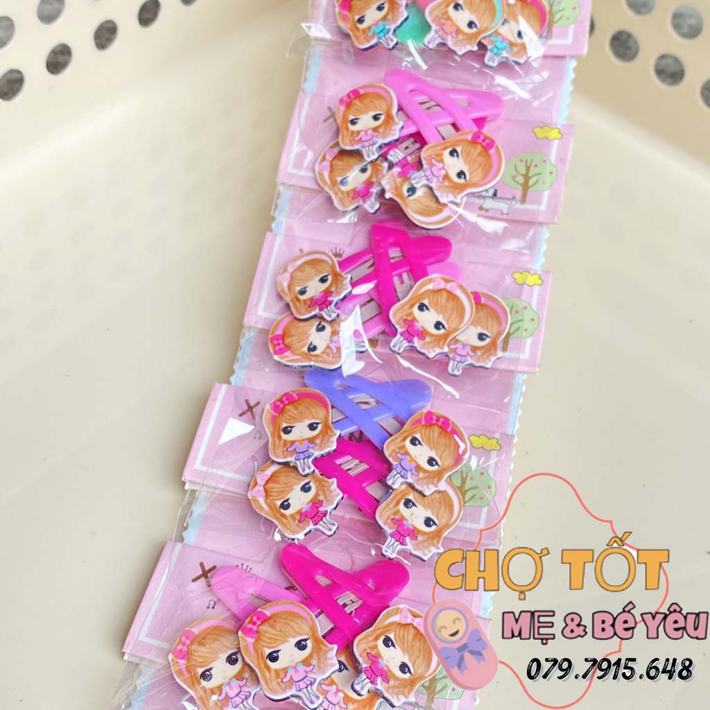 Set 4 kẹp tóc bấm cực xinh hình búp bê cho bé