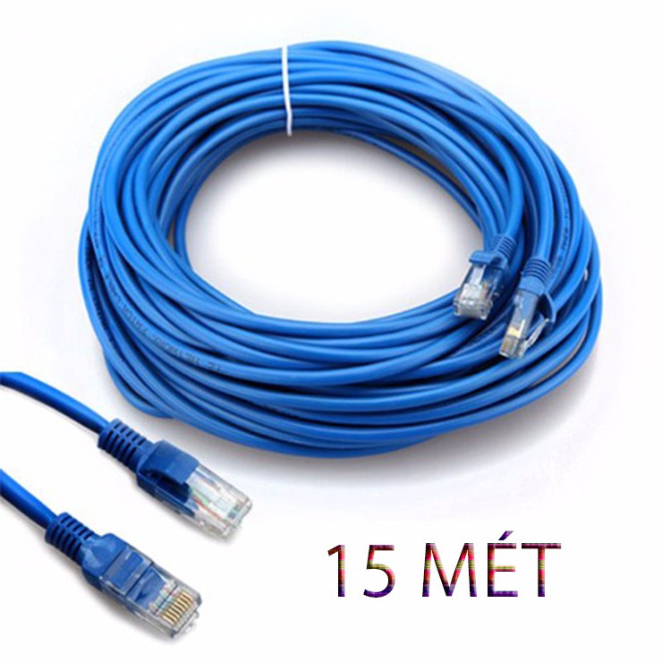 Dây cáp mạng Cat5 loại tốt bấm sẵn 2 đầu RJ45 dài 15Mét