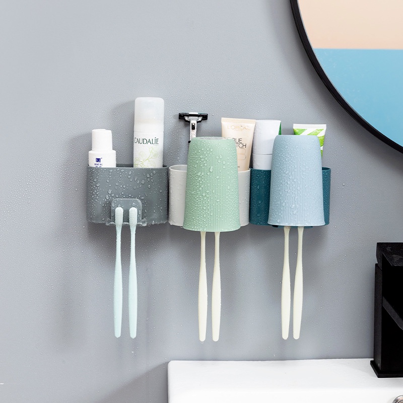 Giá Đỡ Bàn Chải Đánh Răng / Cốc Sắp Xếp Gọn Gàng Chống Thấm Nước Không Cần Khoan