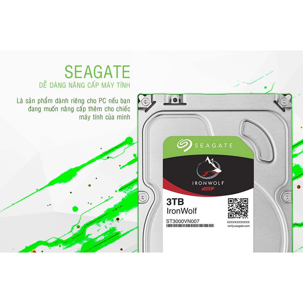 Ổ cứng HDD Seagate Ironwolf 3TB 3.5" chuyên dụng cho Nas và các thiết bị chạy 24/24 | BigBuy360 - bigbuy360.vn