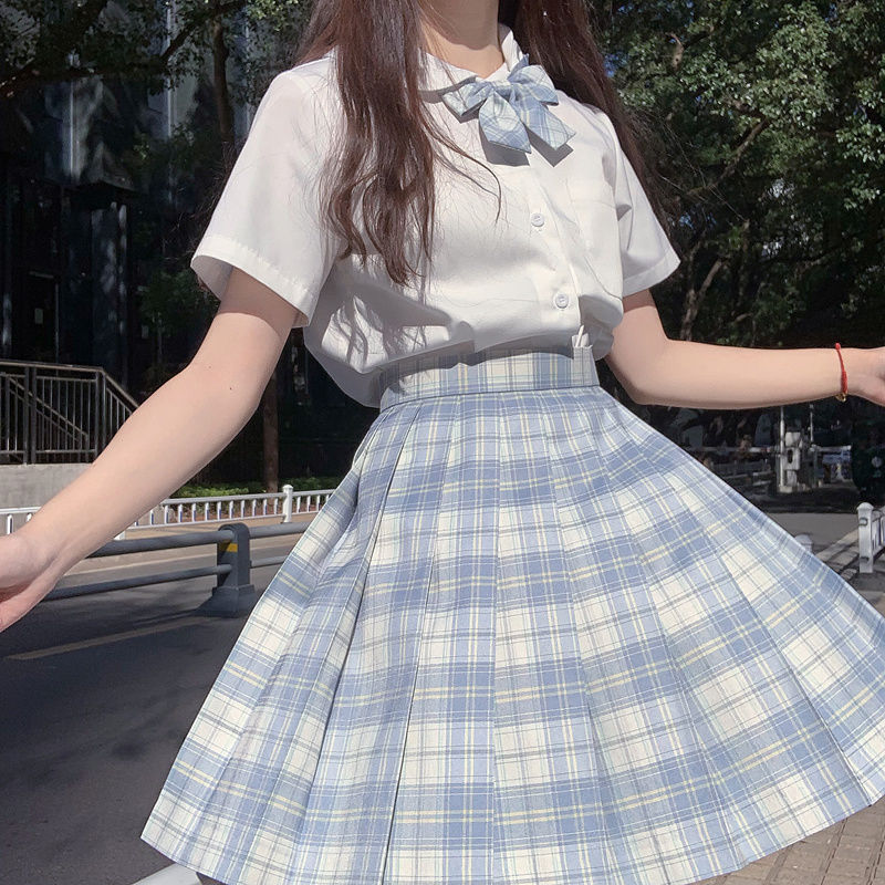 Chân Váy JK Xếp Li Lưng Cao Phong Cách Nữ Sinh Nhật Bản