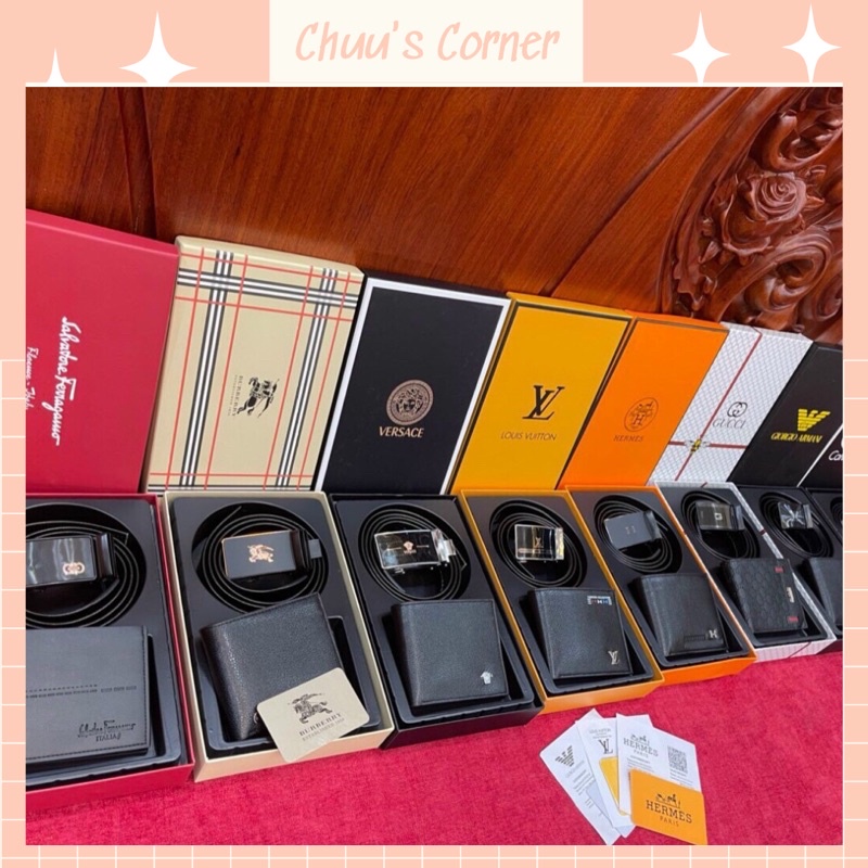 [Fullbox] Set ví nịt nam thương hiệu full hộp và túi giấy hàng xuất chuẩn, làm quà tặng sinh nhật siêu sang