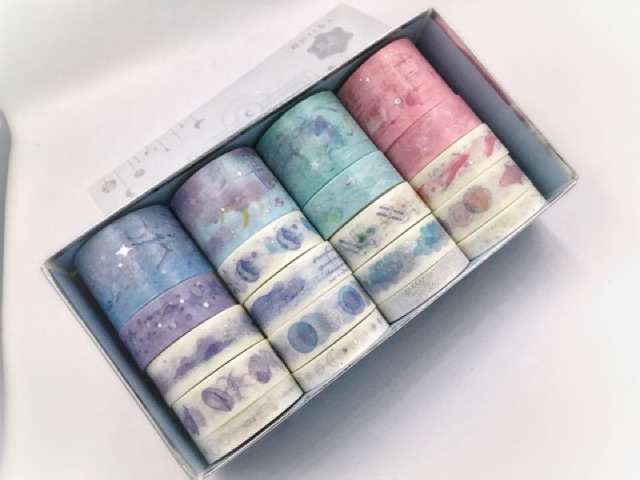 Washi set 20 cuộn họa tiết nhũ