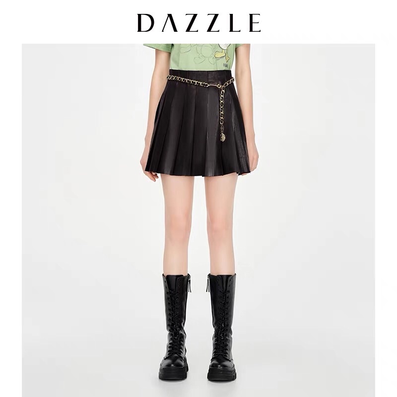 Chân váy da lộn đen Dazzle