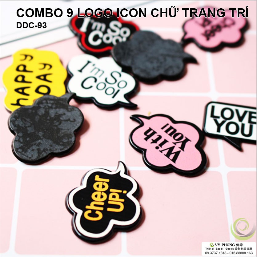 COMBO 9 LOGO ICON CHỮ PHỤ KIỆN TRANG TRÍ CHỤP ẢNH SẢN PHẨM DDC-93