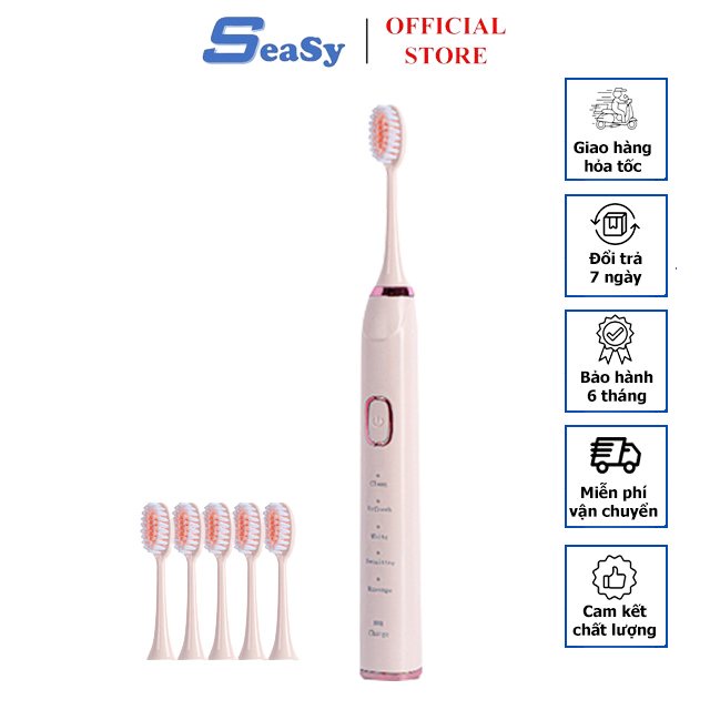 Bàn chải đánh răng điện công nghệ siêu âm SeaSy SS11 Pro 5 chế độ chải sạch mảng bám, bảo vệ nướu