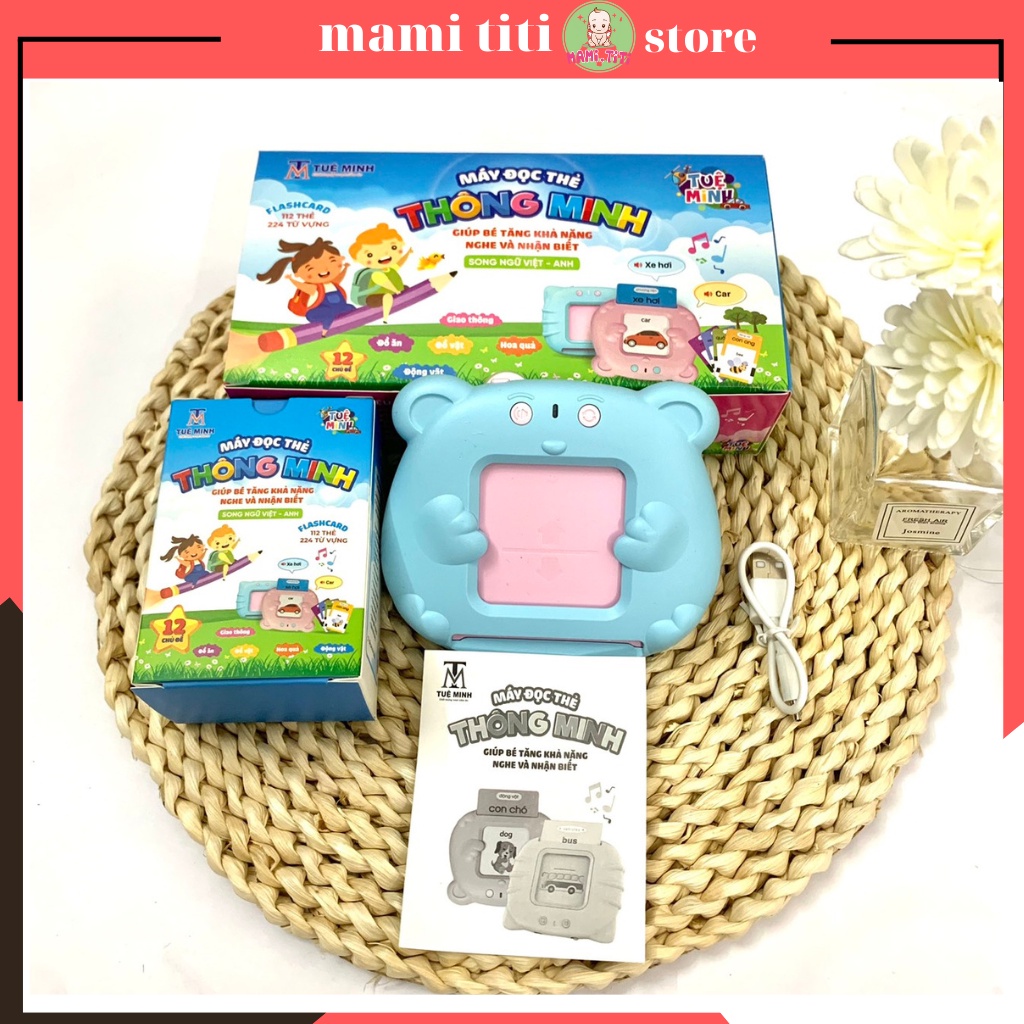 Thẻ học thông minh cho bé, máy đọc thẻ cho bé 112 Thẻ 224 Từ Vựng - song ngữ VIỆT - ANH