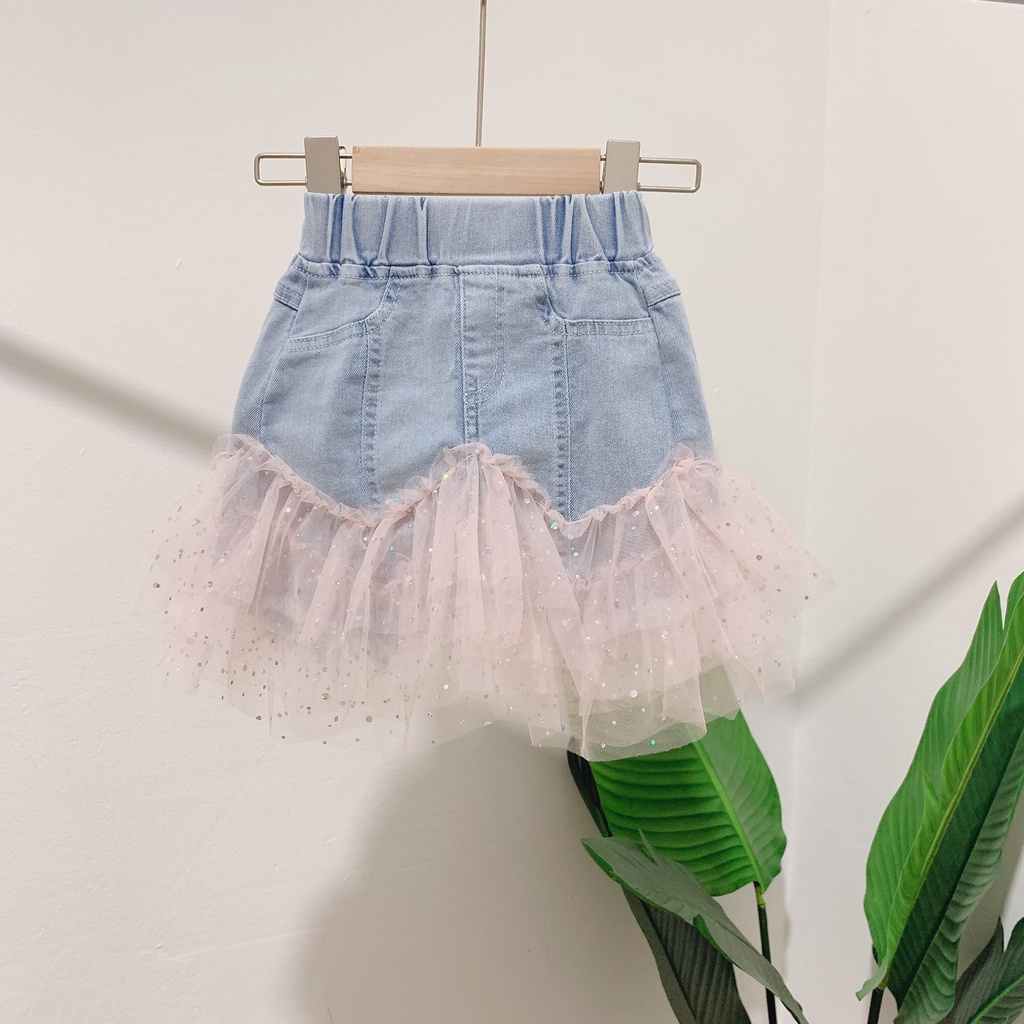 Mới Chân Váy Denim Mỏng Thời Trang 2022 Dành Cho Bé Gái
