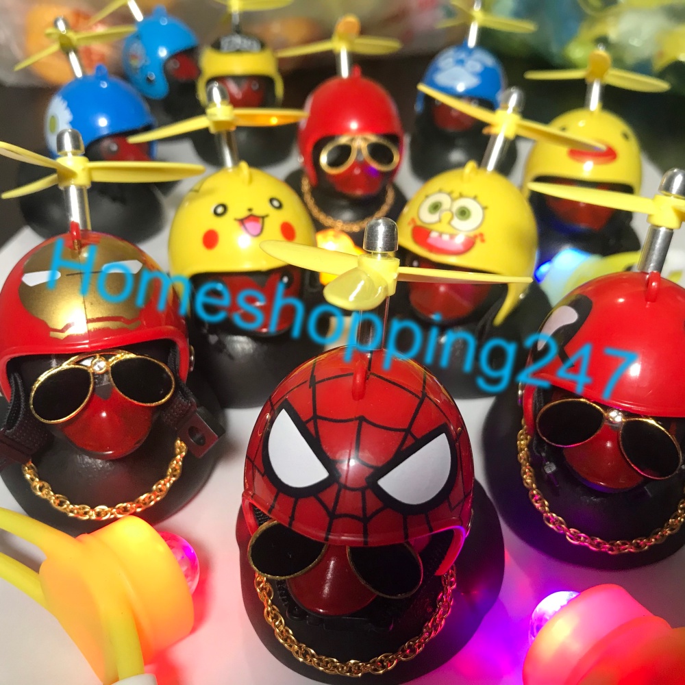 Vịt Giang Hồ Hắc Ám Đội Mũ PUBG Gắn Xe Đạp ,Xe Máy ,Ôtô Có Đèn Chong Chóng, dây truyền, kính đen, đèn rung, đai, keo