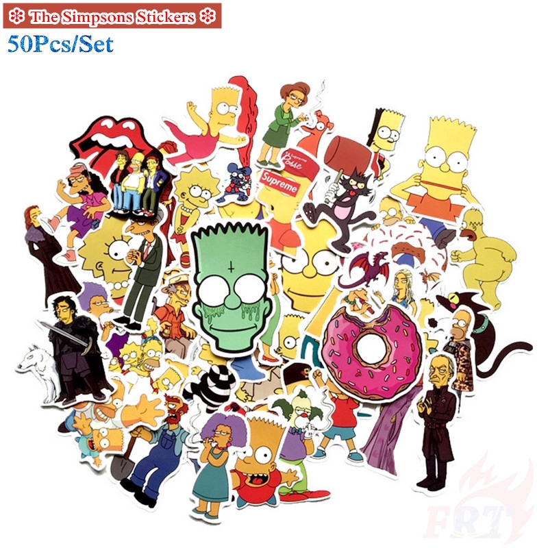 ❉ The Simpsons - Series 04 Giấy và decal dán tường ❉50Pcs/Set Cartoon DIY Mixed Laptop Skateboard Doodle Decals Stickers