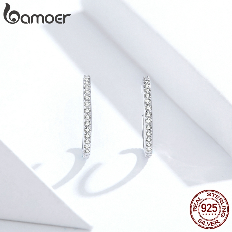 Đôi khuyên tai BAMOER SCE842 chốt bạc 925 đính hạt nhỏ sang trọng