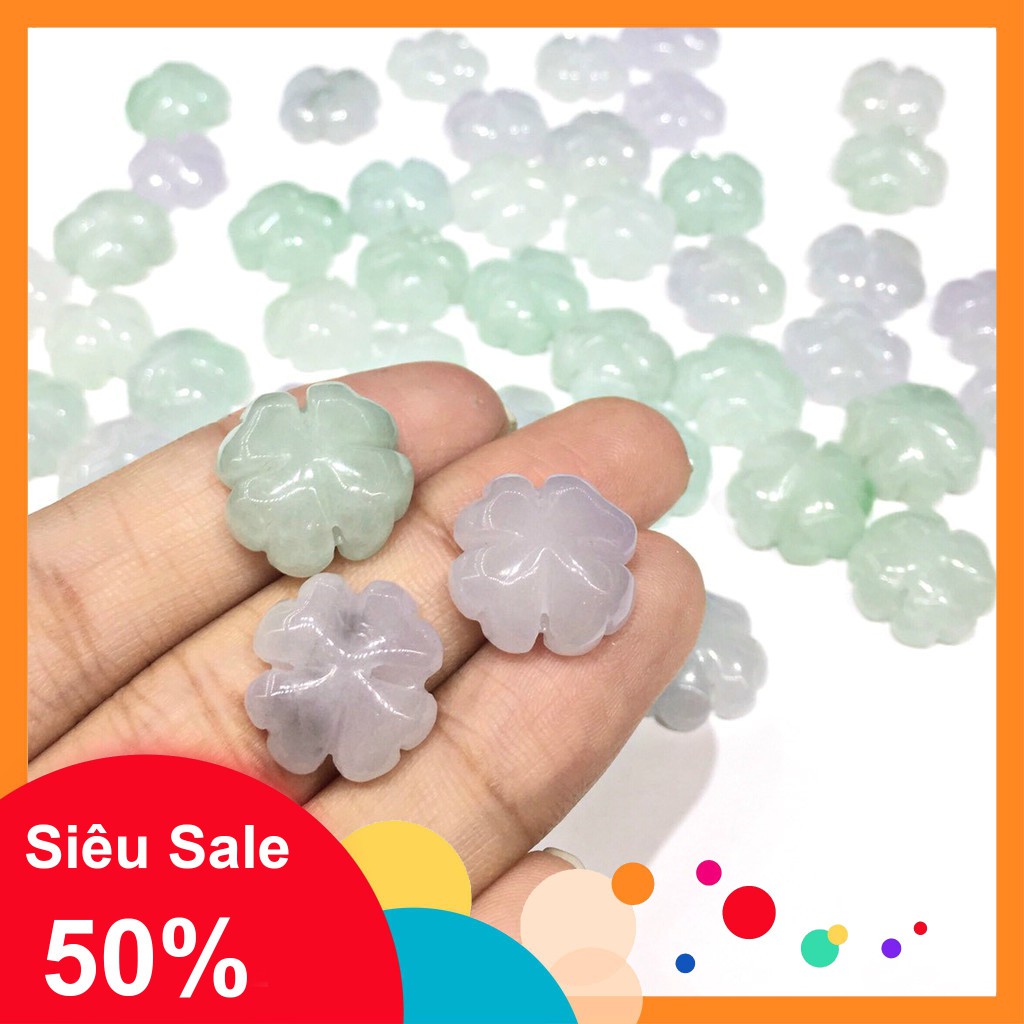Charm cỏ 4 lá đá Cẩm Thach Trắng làm mặt dây chuyền, vòng tay chuẩn thiên nhiên MDC090 - Hợp tất cả các mệnh