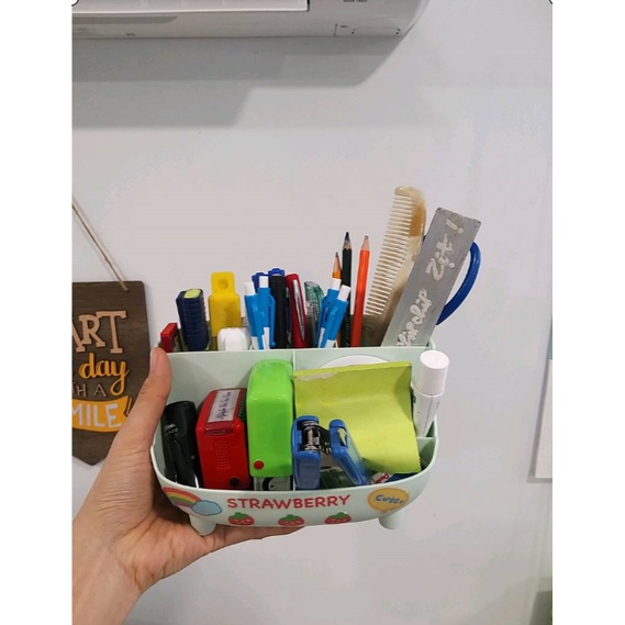 Kệ đựng bút,để đồ đa năng kèm chỗ để điện thoại siêu tiện lợi( Tặng kèm sticker) có sẵn