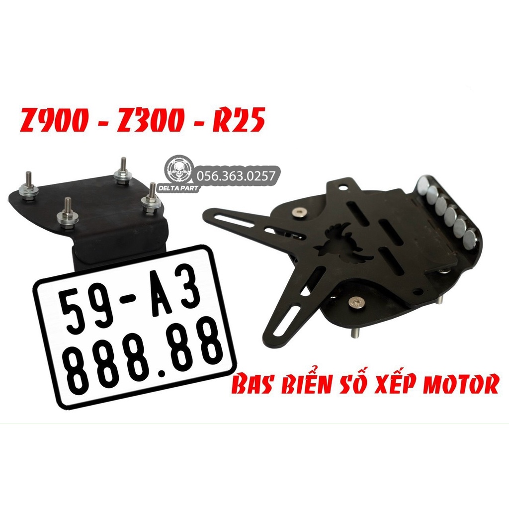 Bát biển số gập thông dụng R25 R3 Z300 Z900 CBR150 GSX150 R15 MT15 TFX150
