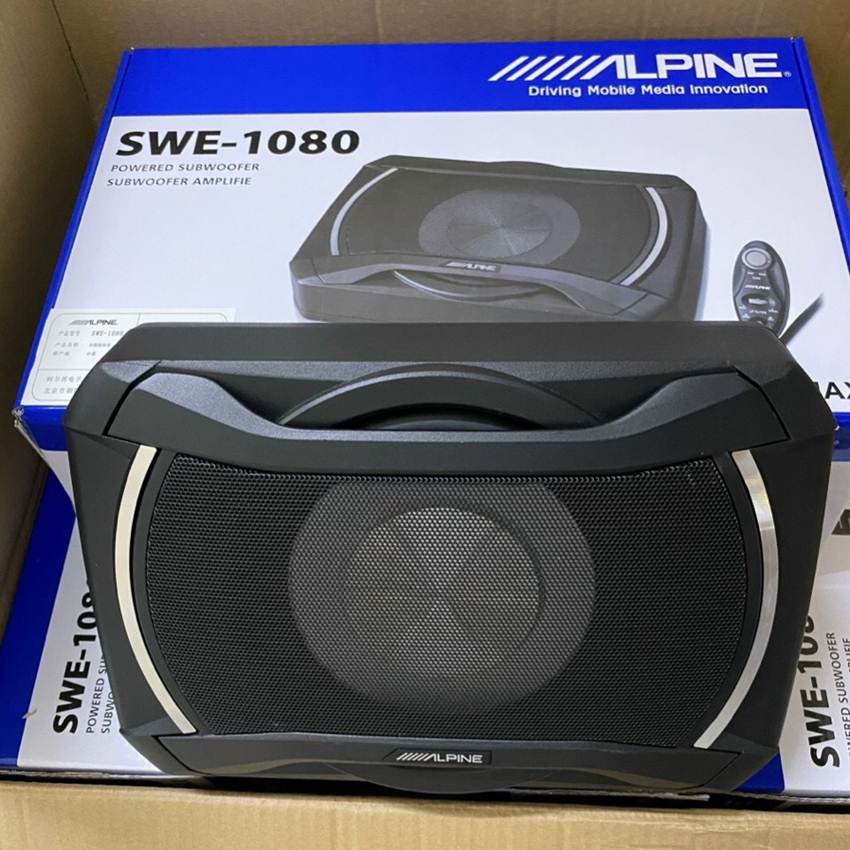 Loa Sub Ô tô, Loa Sub  ALPINE PWE- 1080 8'' 160W, kèm Lineout + dây AV bảo hành 12 tháng