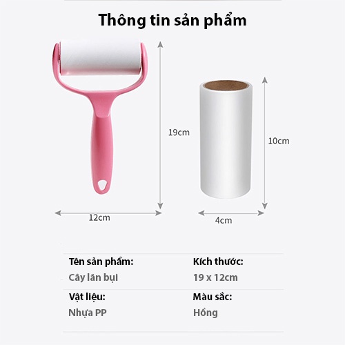 Cây lăn bụi giường, quần áo, chăn, thảm,... Cây lăn bụi đa năng cao cấp, có nắp che, lõi lăn 60 lớp siêu dính-K1808