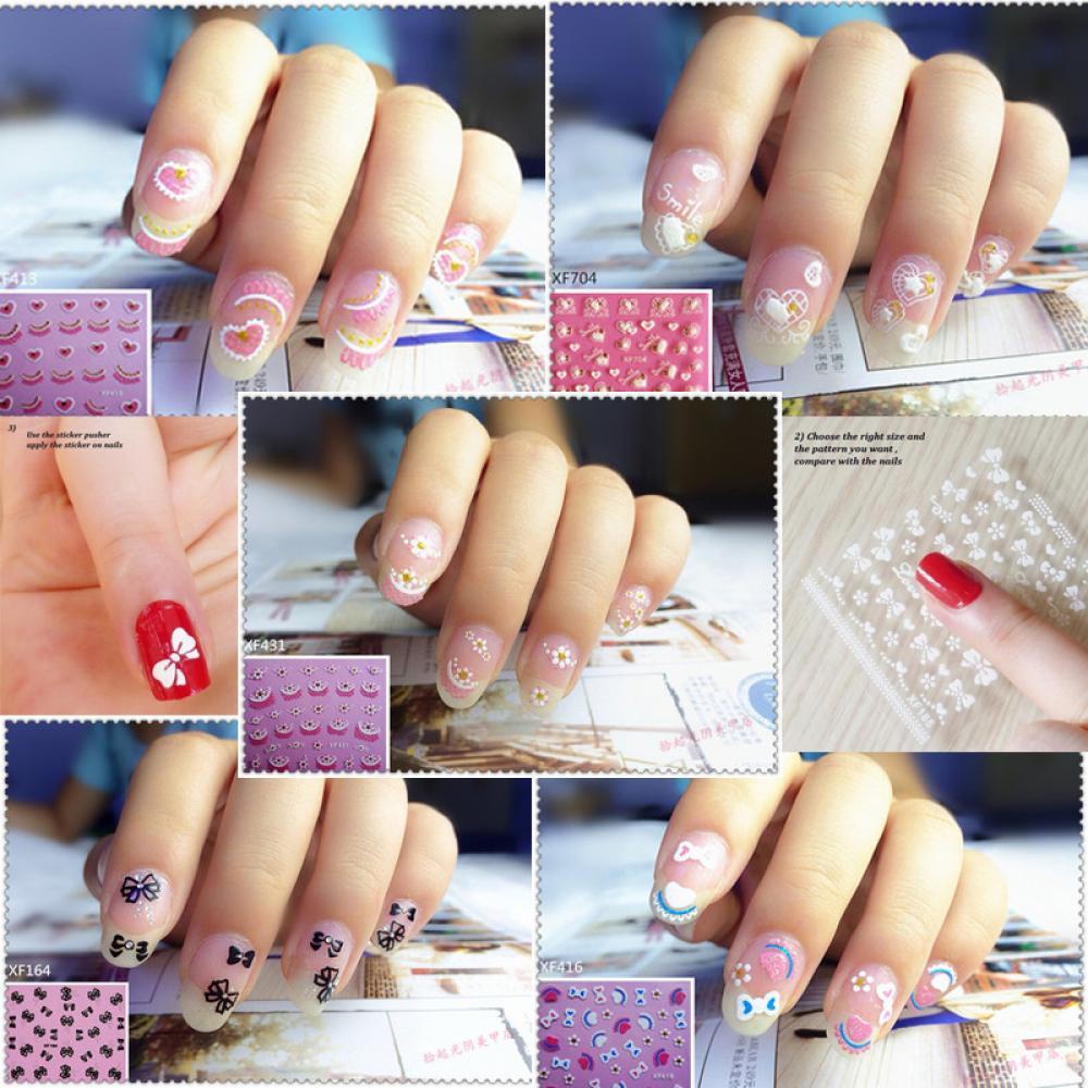 [Hàng mới về] Set 10 tờ nhãn dán chuyển thiết kế móng 3D trang trí nail nghệ thuật màu ngẫu nhiên