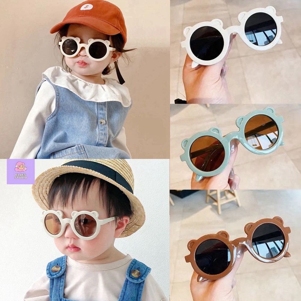 1 Kính Mát Gọng Tròn Hình Gấu Dễ Thương Cho Bé Sự Bảo Vệ