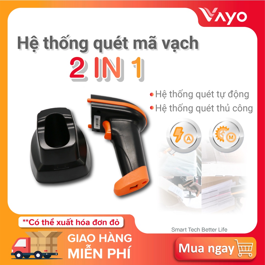 Máy scan barcode, máy đọc mã vạch, Máy quét mã vạch không dây Vscan thương hiệu Vayo