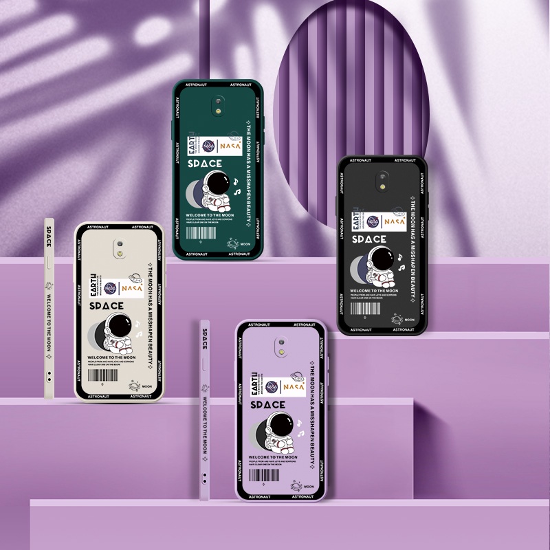 Ốp Điện Thoại Silicone Mềm Hình Phi Hành Gia Chống Dấu Vân Tay / Rơi Vỡ + Dây Đeo Cho Samsung J7 Prime J7 Pro J8 2018