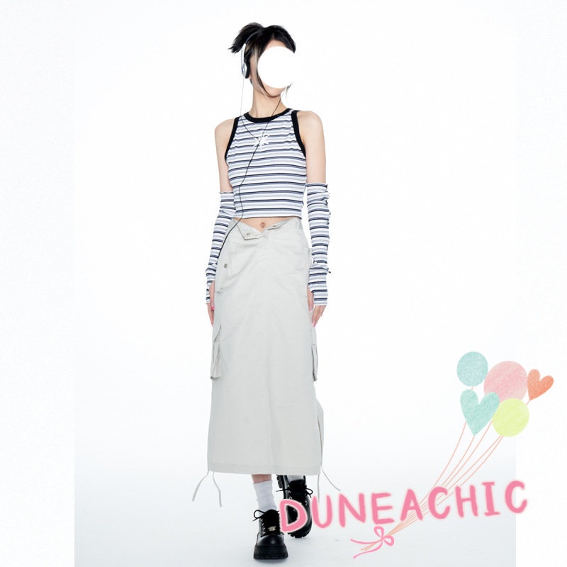 DUNEA Chân Váy Dài Trung Bình Ống Đứng Phong Cách Retro Công Sở Cho Nữ