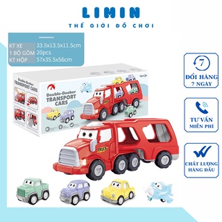 Ô tô đồ chơi container vận chuyển 4 xe mẫu 2022 đẹp cao cấp cho bé chơi nhiều kiểu, quà tặng sinh nhật, quà cho bé