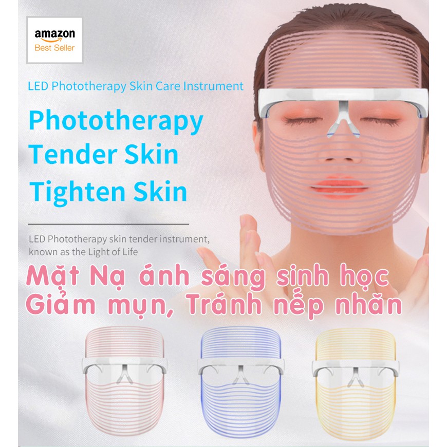 [Amazon Best Seller] Mặt Nạ ánh sáng sinh học, Hỗ Trợ Giảm Mụn,Chống Nếp Nhăn, Ngăn Ngừa Lão Hóa,Giúp da mặt căng mịn