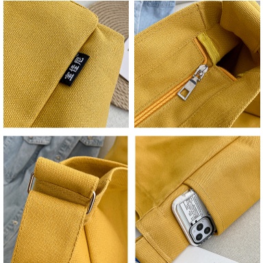Túi tote đeo chéo vải canvas dày bền bỉ, kháng nước thời trang đeo đi học đi chơi - Hazis Store