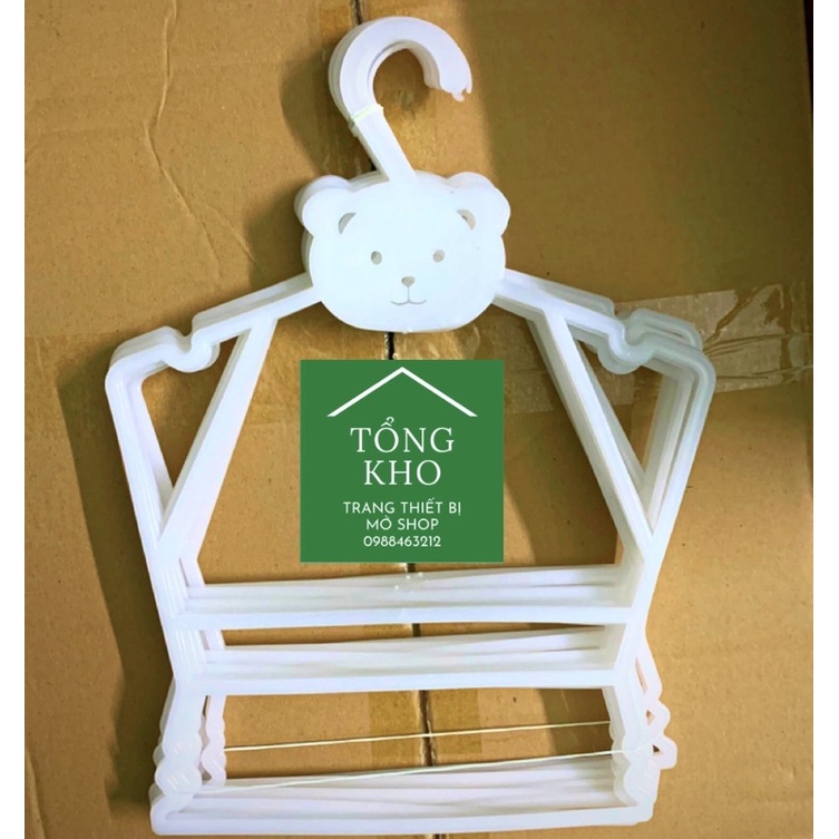 Combo 10 móc bộ nhỏ hình gấu - mắc treo cả bộ quần áo trẻ em, chất liệu nhựa cao cấp an toàn cho bé