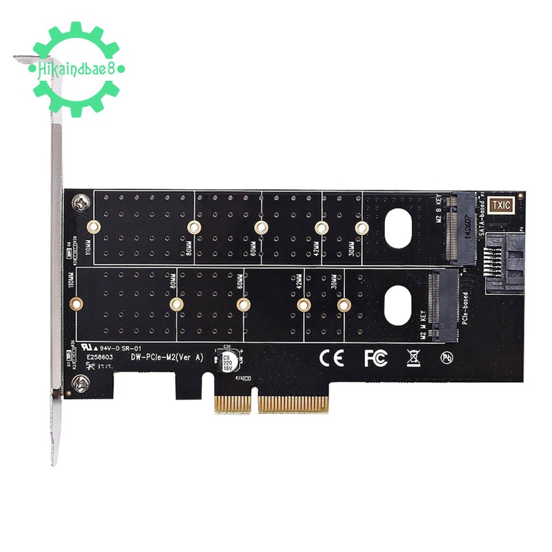 Dual M.2 Pcie Adapter, M2 Ssd Nvme (M Key) Or Sata (B Key) Card