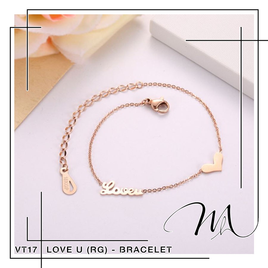 Lắc tay nữ Titan không gỉ hình trái tim Love You dễ thương - Măng’s House VT17