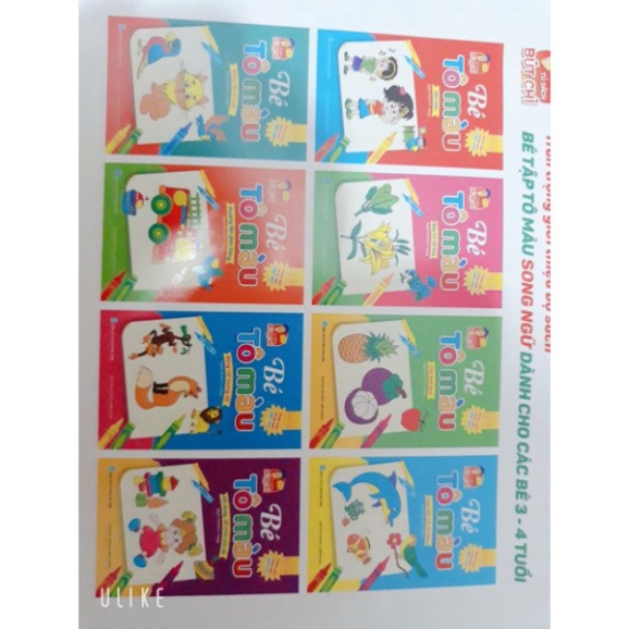 Túi 8 quấn tranh tô màu song ngữ Anh Việt cho bé 3-4 tuổi