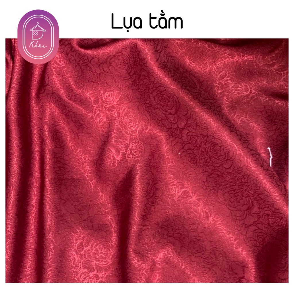 Vải lụa tằm hoa văn sang trọng màu trơn may áo, váy, đàm cực chất
