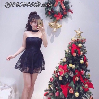 Đầm ren cúp ngực kèm video và hình thật
