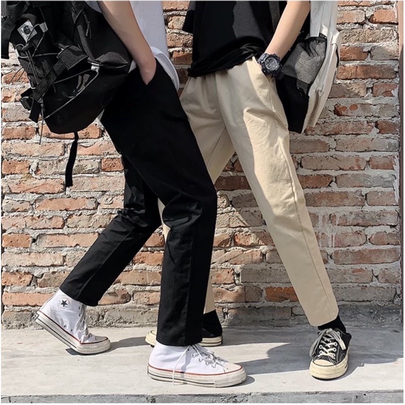 Q023 Quần dài baggy nữ cạp chun quần baggy kiểu dáng basic chất kaki thô mềm đi học đi chơi trẻ trung lịch sự