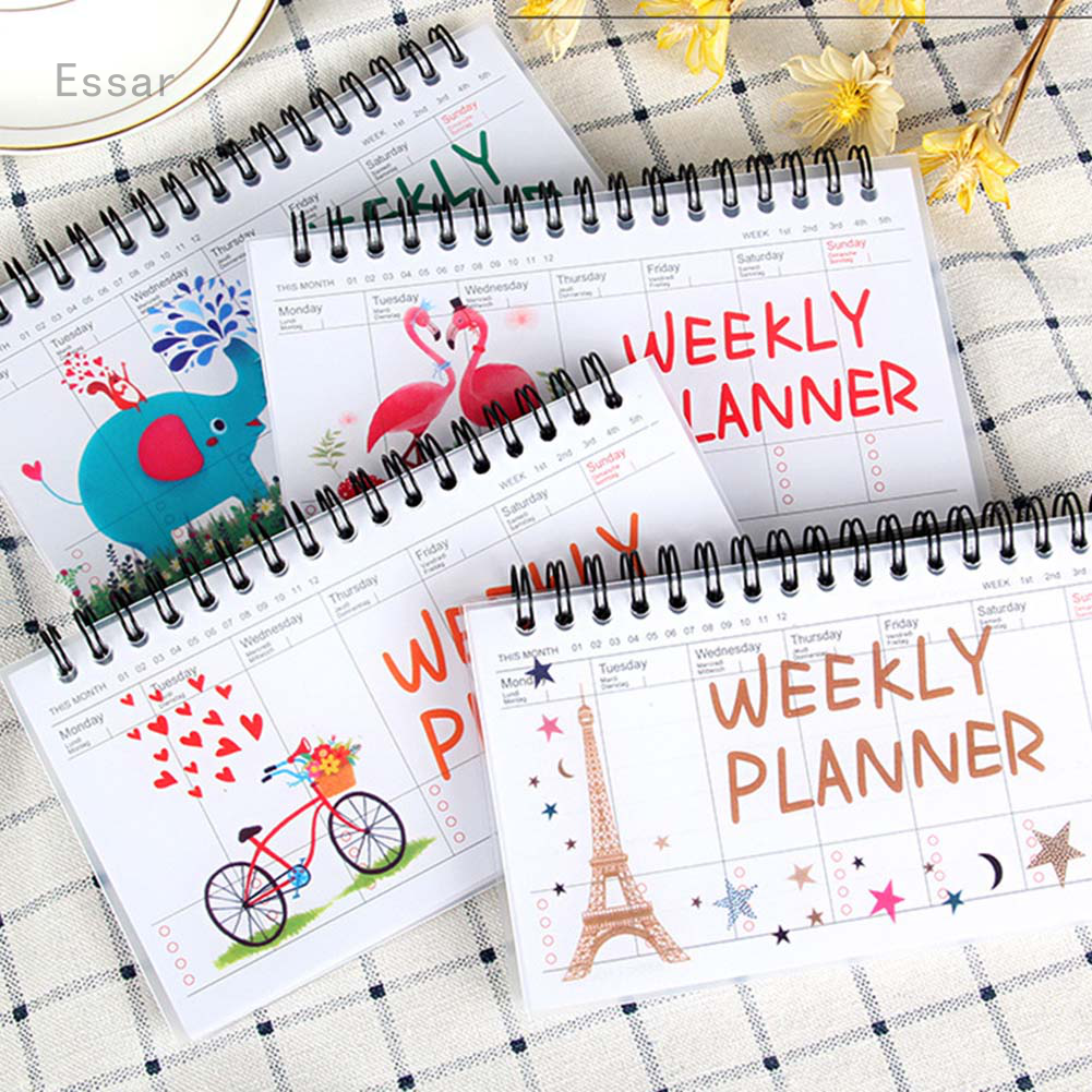 Weekly Daily Schedule Planner Notebook Coil Flip Notebooks Agenda Organizer School Office Stationery